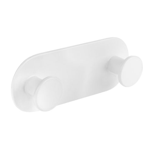 LAVEO MIRI dupla akasztó (40x107x20 mm) fehér, rögzítő csavarral és ragasztóval